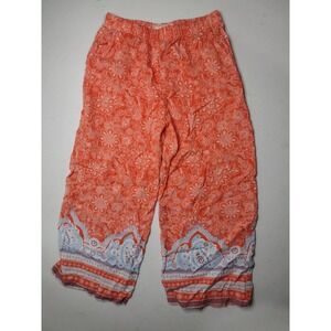 btween Girls Orange Floral Print Palazzo‎ Pants Size 6